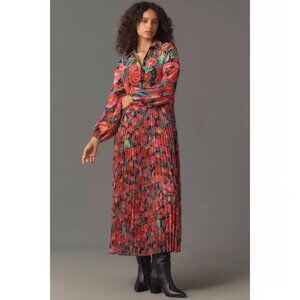 FARM RIO for Anthropologie Floral Pleated Maxi Dress Size Small NEW NWOT